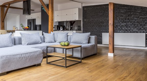 Modern,Loft,Open,Space,Apartment,With,Wooden,Beams,And,Floor,